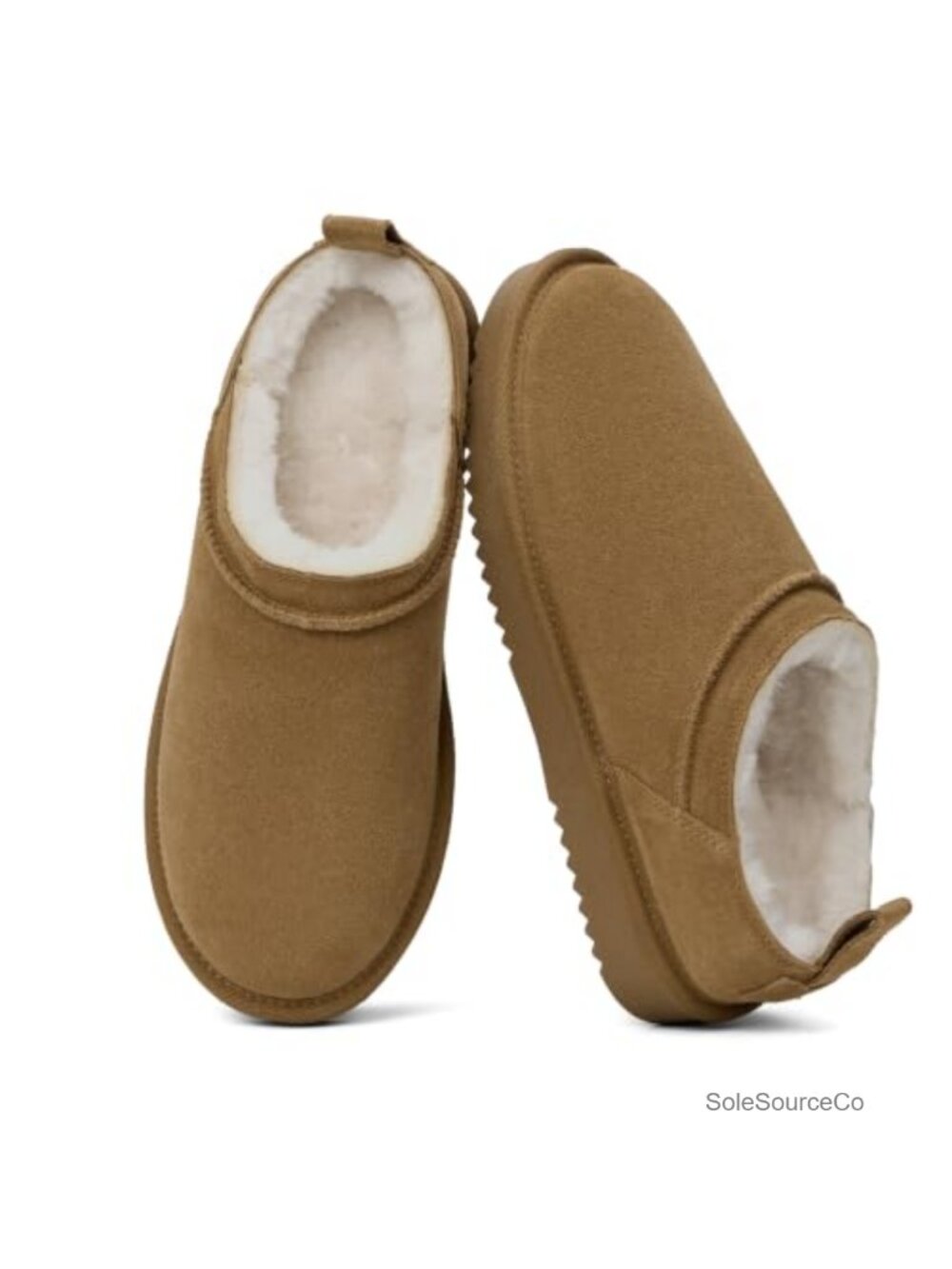 Genuine Suede Women's Winter Snow Boots Fuzzy Lined Slip On Anti-Slip Ankle